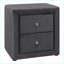 Table de chevet transitionnelle en velours gris avec 2 tiroirs