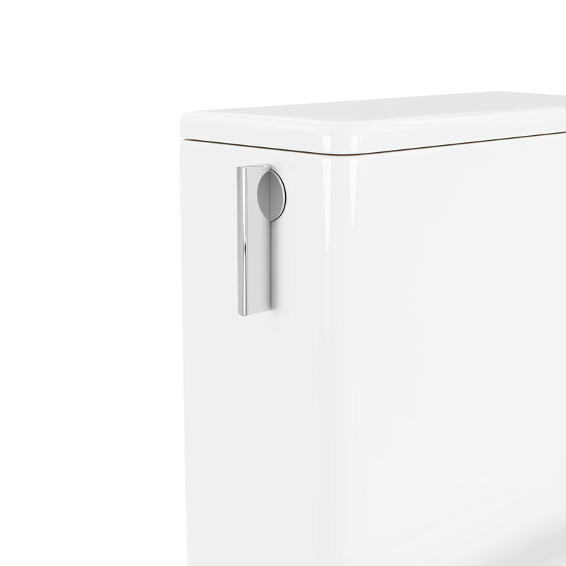 Toilette une pièce Deervalley, toilette à double chasse à siphon avec bouton de chasse à montage latéral, siège à fermeture douce inclus, installation au sol, finition blanche