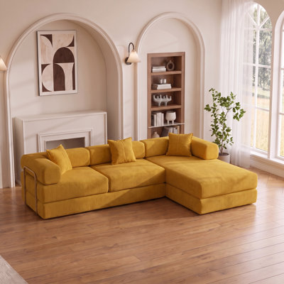 Canapé modulaire en L 108 po avec méridienne modulaire en L, canapé-lit convertible escamotable sans assemblage requis