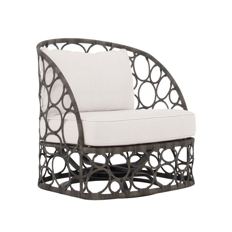 Bali Swivel Patio Chair with Cushions, Dove Gray, White Sunbrella 6063-000
