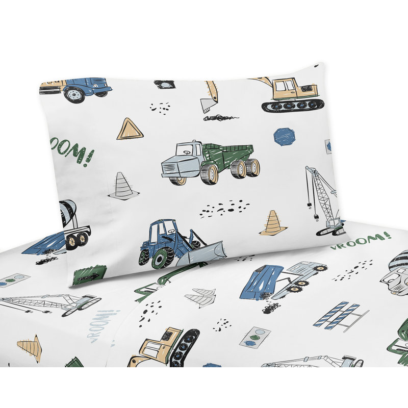 Construction Truck Microfiber Twill Sheet Set