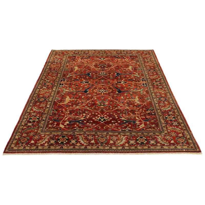 Tapis traditionnel rouge et beige 5 x 8