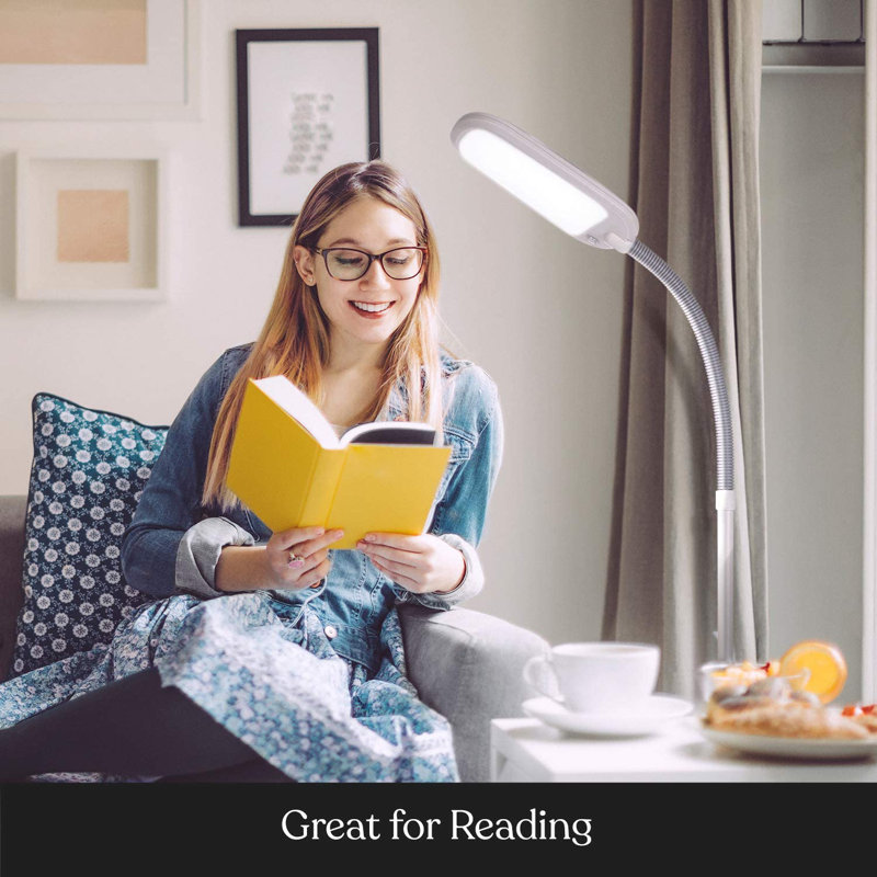 Arcadian Arc Adjustable 55" White LED Floor Lamp for Kids
