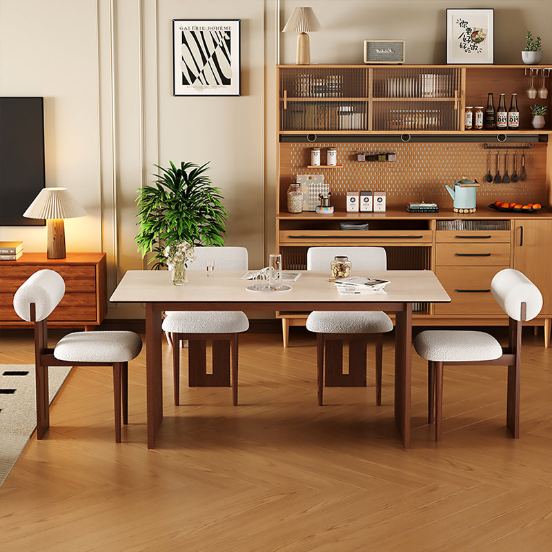 with Solid Wood Base Dining Table, 29.53" H x62.99" W x31.5" D