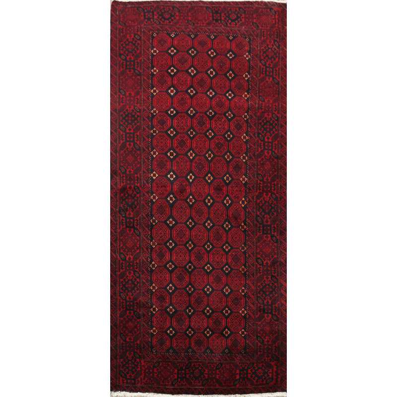 Tapis décoratif en laine de conception unique 3 pi 3 po x 6 pi 3 po noué à la main new age balouch