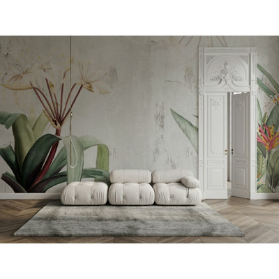 Papier peint vert botanique tropical