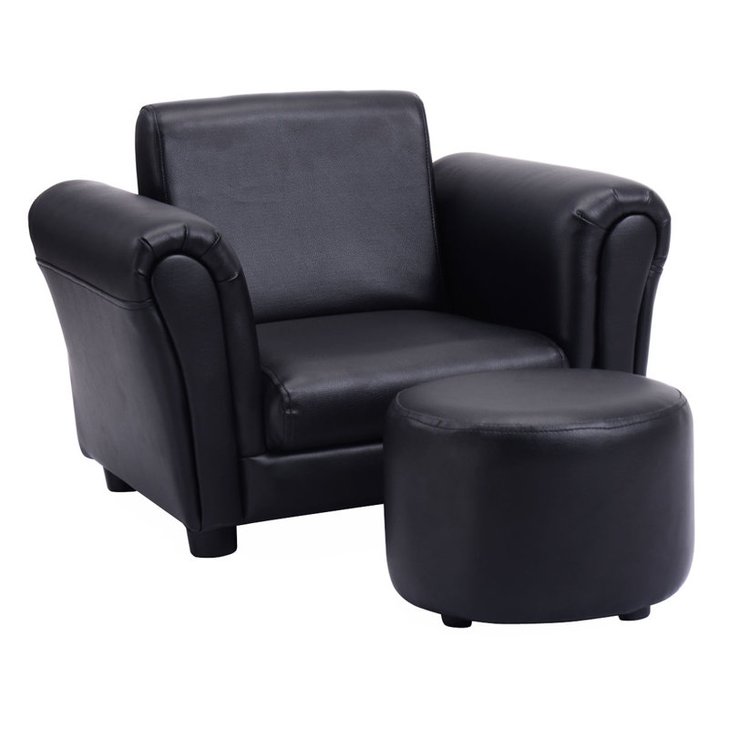Houser Kids 8.5'' Club Chair and Ottoman, Black