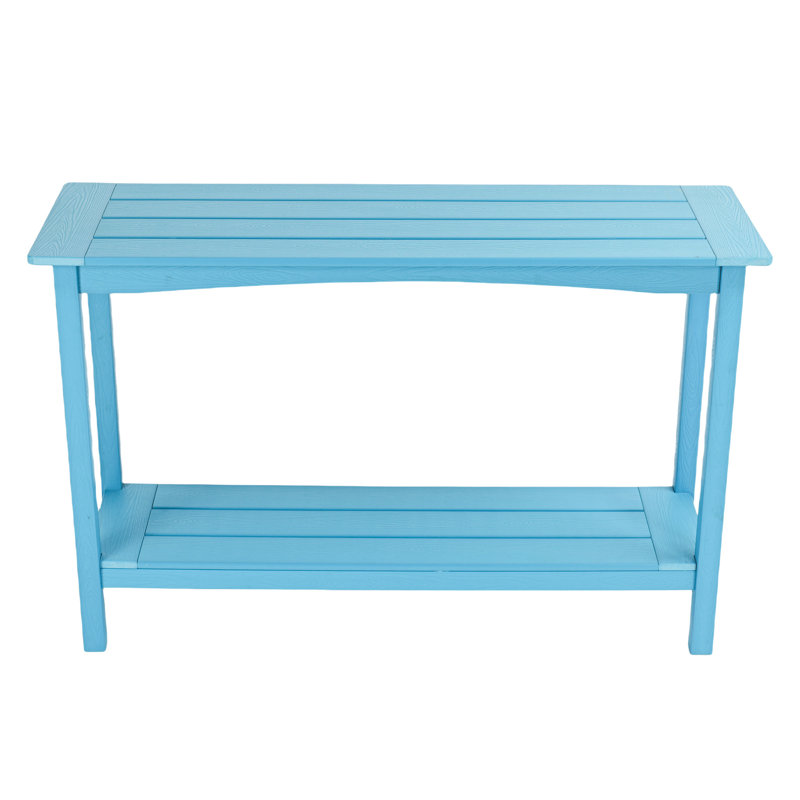 Outdoor 48'' Patio HDPE Adirondack 2-Tier Shelf Console Table, Rectangular Table Side Table, All-Weather Resistance, Blue