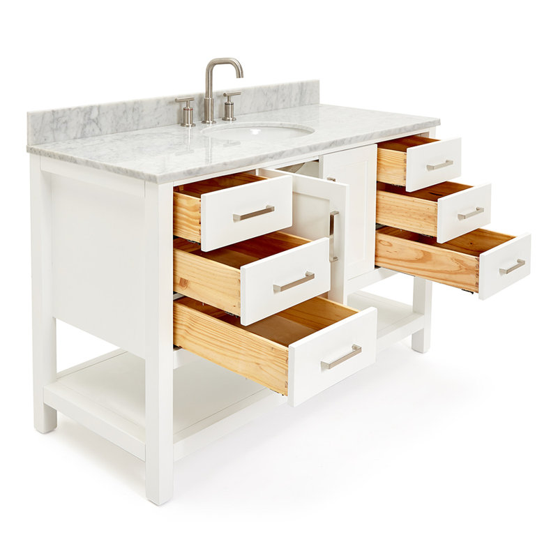 Magnolia Bath Vanity Rectangular Basin S061SCW2R, White, Oval, 55"