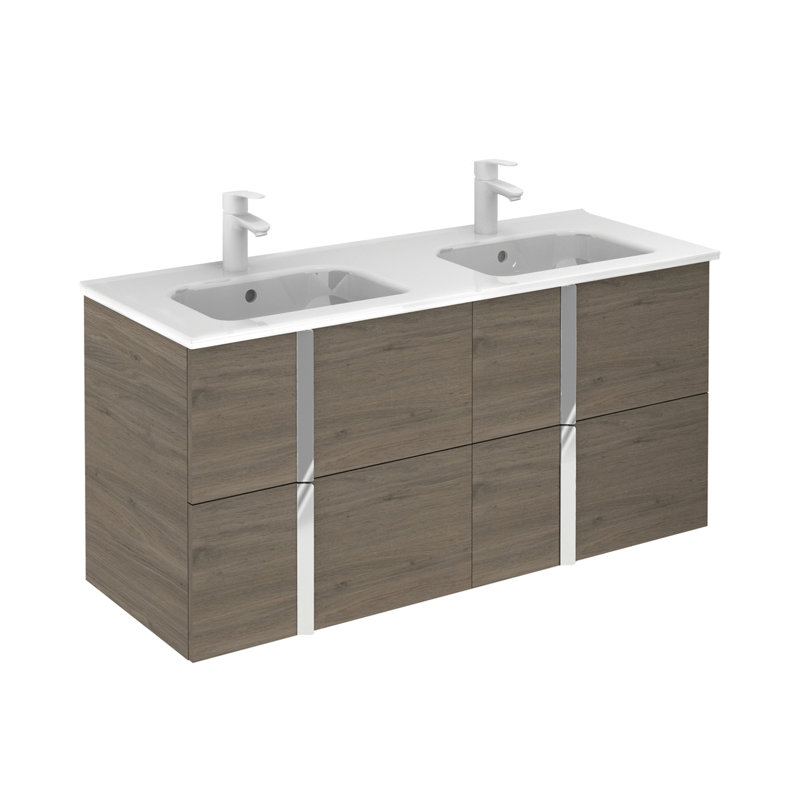 Yanett 48 " W Free Standing Wall Mounted 1 Single Double Vanity Bathroom Vanity With Ceramic Top
