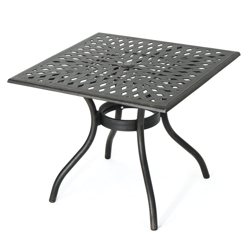 Rust- 37" Square Patio Table - Aluminium, Lightweight, Copper Flicker Aluminium For Outdoor Recreation , Rust-,