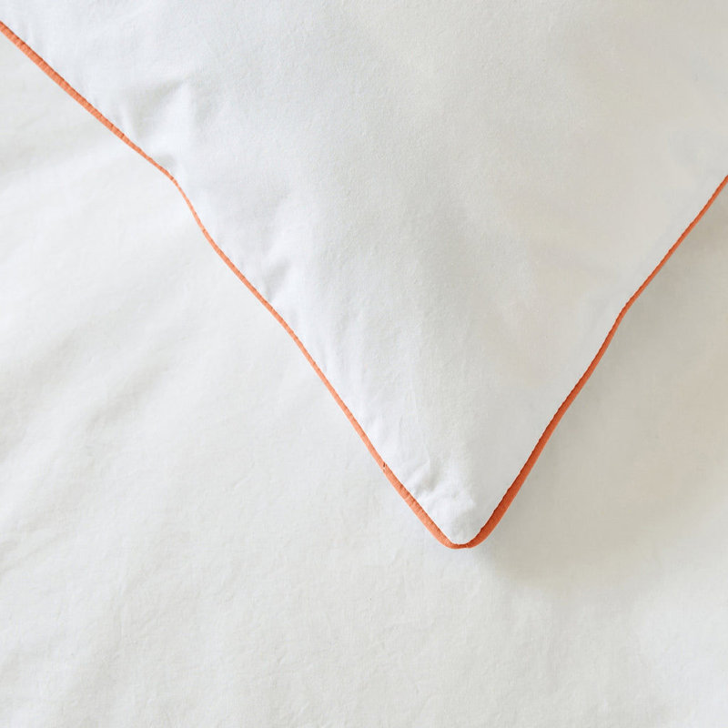 Stilian Percale Standard Square Pillowcase, White/Salmon