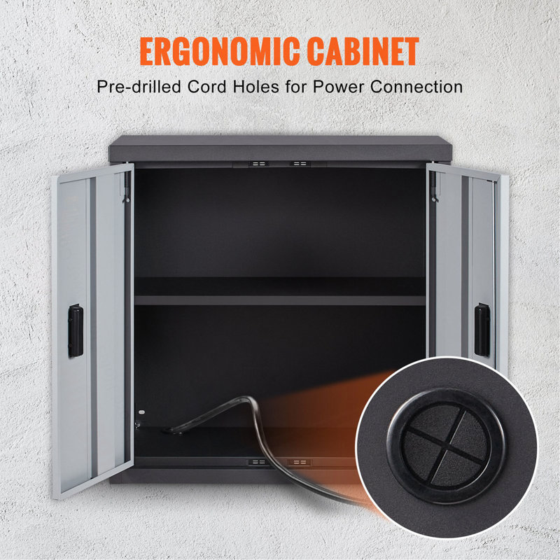Armoire murale pliable, armoire de garage en métal, petite armoire murale 26 po, capacité de chargement de 240 lb, tablette réglable, porte de dossier magnétique pour garage