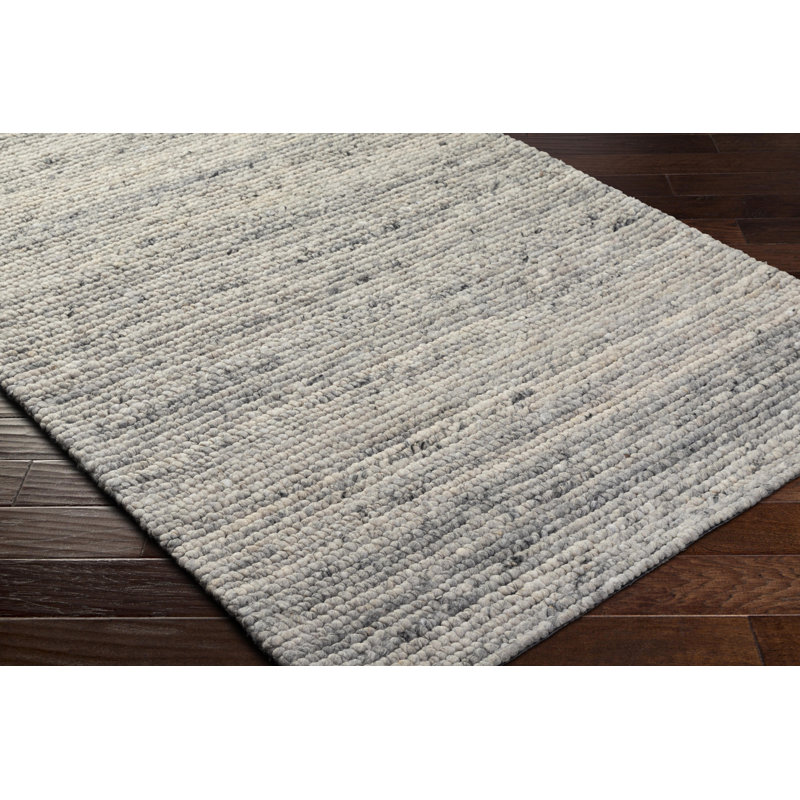 Tapis gris en jute / sisal / laine touffeté à la main Rectangle, Rectangle 5 pi x 7 pi 6 po