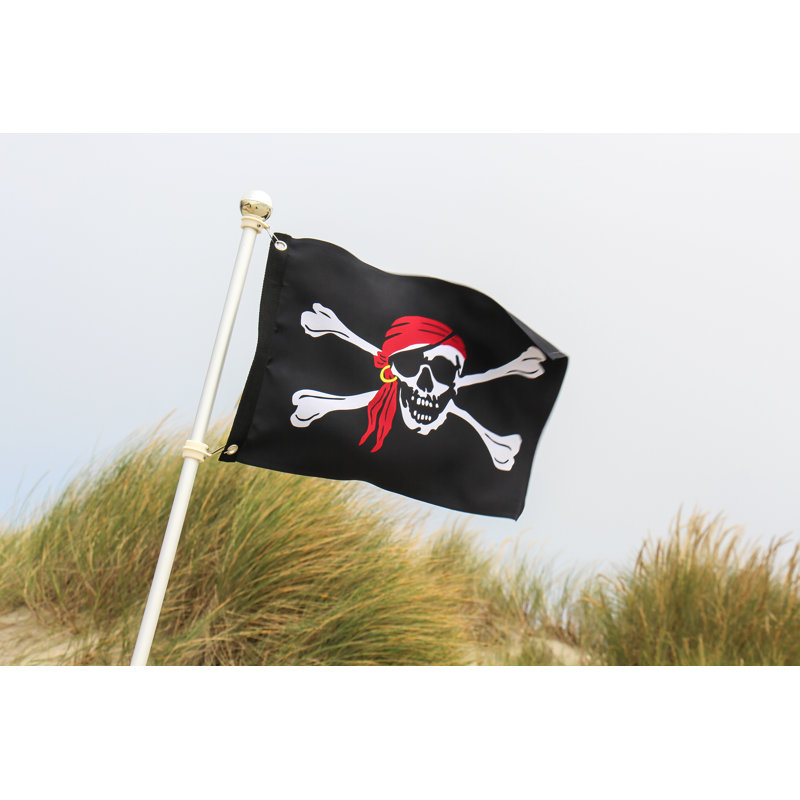 Drapeau Jolly Roger Luster 12 x 18, Noir / Rouge / Blanc