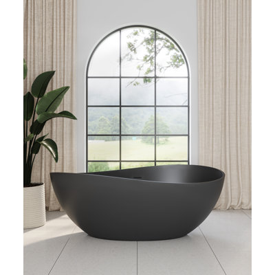 Baignoire de trempage autoportante à surface solide 63 "avec bonde 63"
