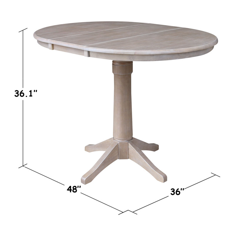 Dibora Counter Height Extendable Solid Wood Dining Set, 3 Pieces: 1 Table, 2 Chairs, Washed Gray Taupe
