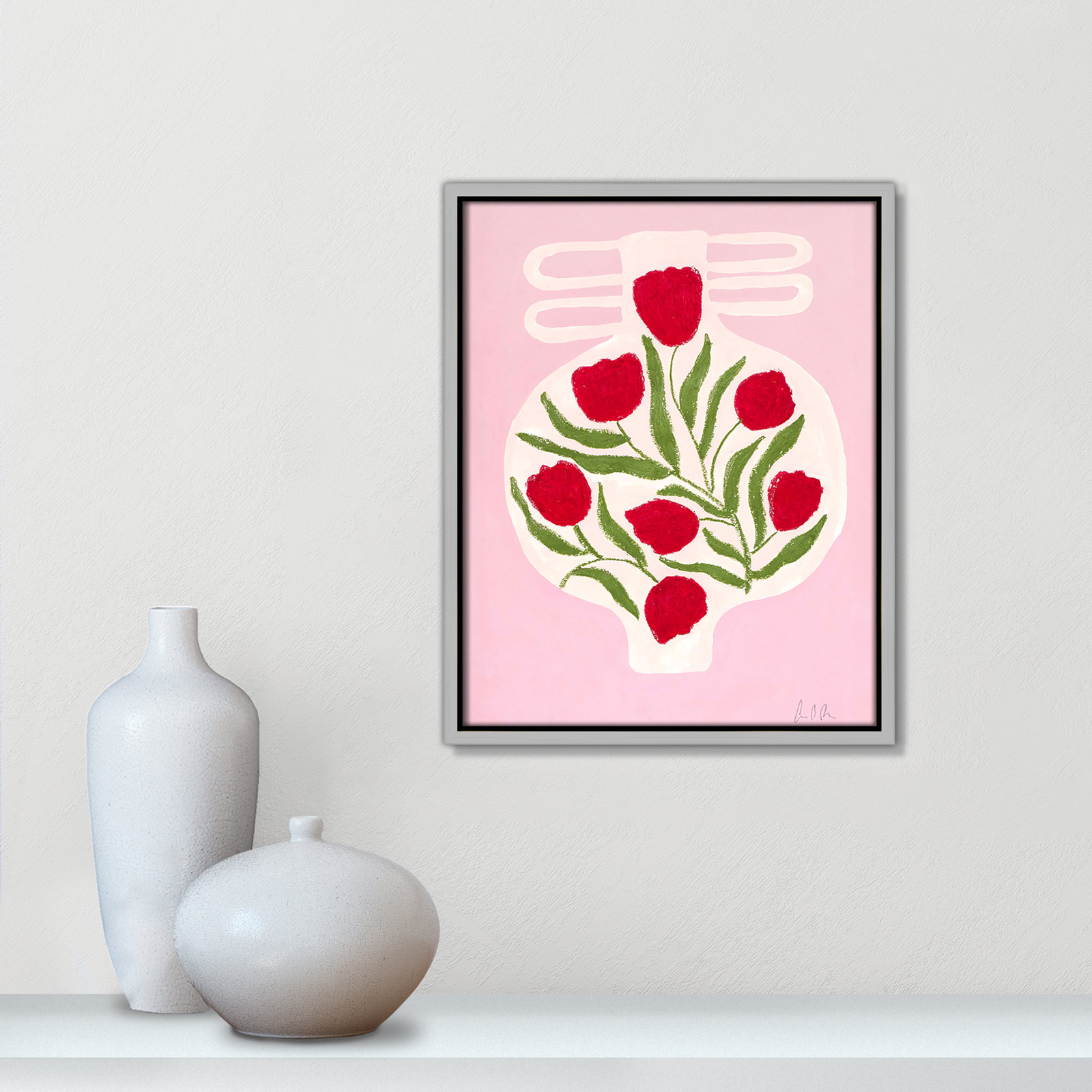 Vase No. 02 Print by Camilla Bergqvist, Silver, 15.5" H x 12.5" W