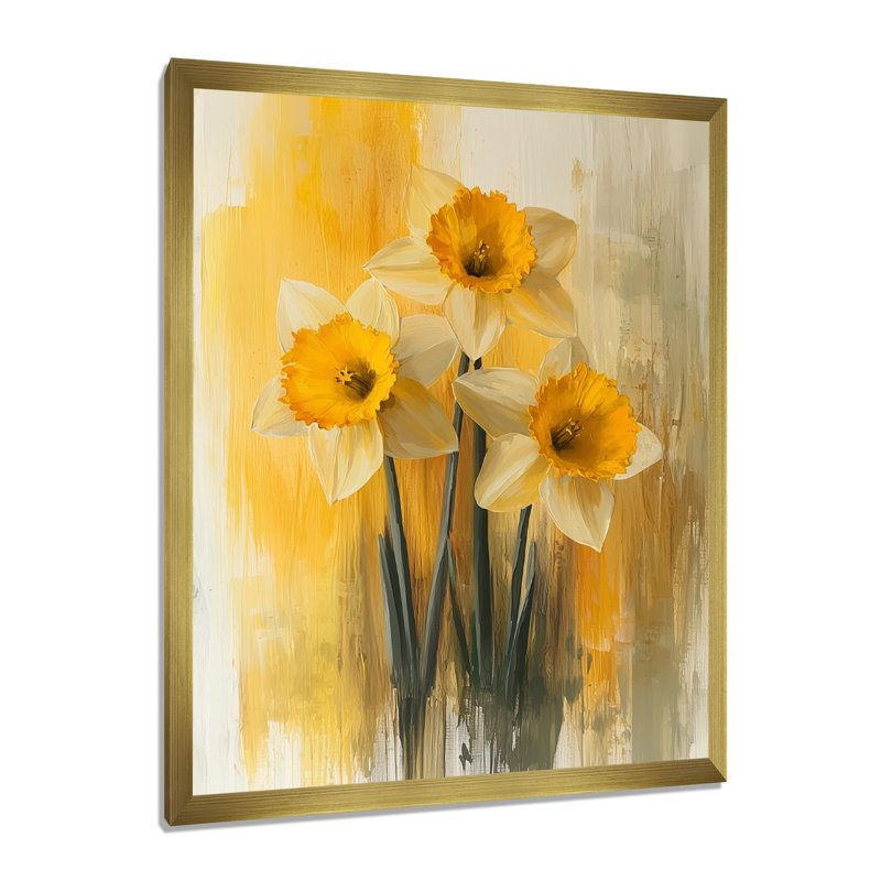 Hendrickson - Floral Wall Art Prints, 32" H x 24" W, Framed Print without Mat, Gold