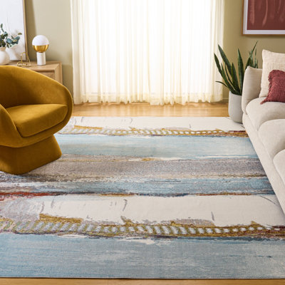 Papillon Abstract Brown/Blue Area Rug