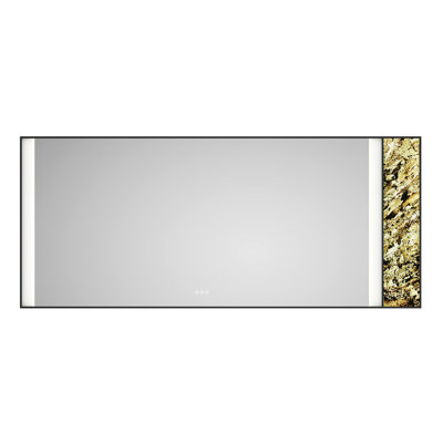 Miroir de 84 po x 36 po pour meuble-lavabo à DEL, brouillard à fixation murale, grand miroir de salle de bain à cadre réglable noir, cadre chic à l'arrière