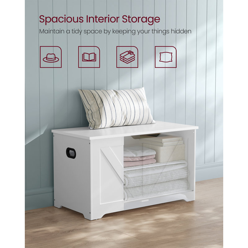 Storage Chest, Storage Bench, Shoe Bench, Storage Trunk With 2 Safety Hinges, 15.7 X 31.5 X 18.1 Inches, White