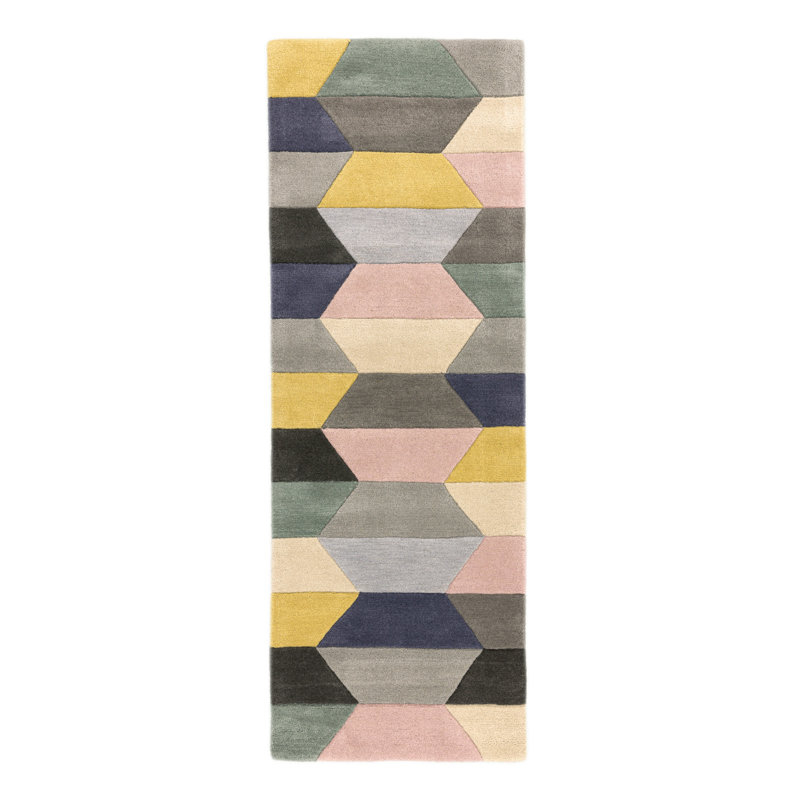 Triston Geometric Wool Hand Woven Area Rug, Runner 70 x 200cm
