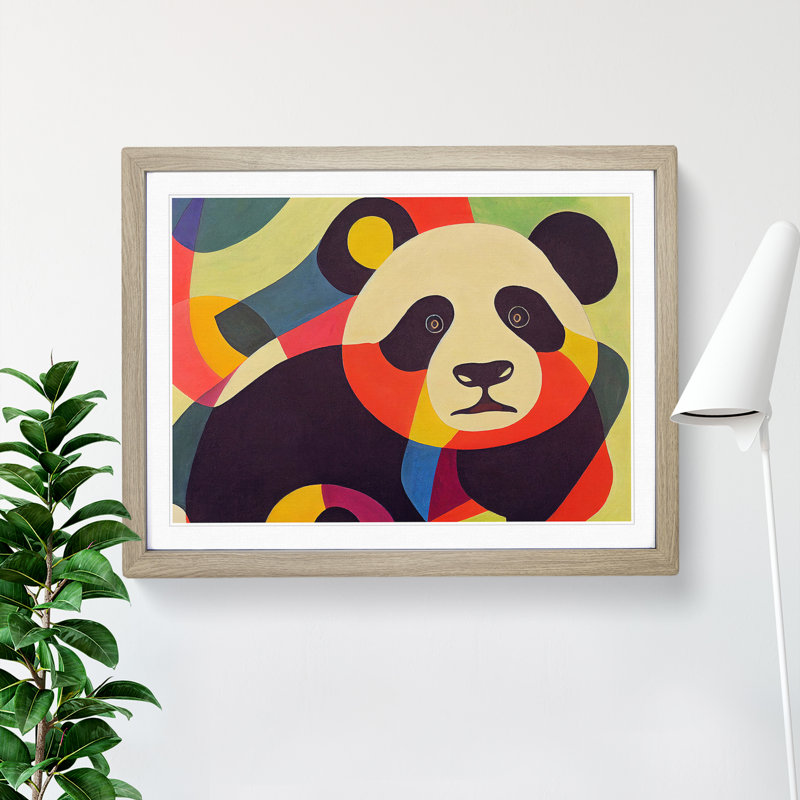 Abstract Panda Vol.1 - Framed Print, 25cm H x 34cm W x 2cm D, Oak