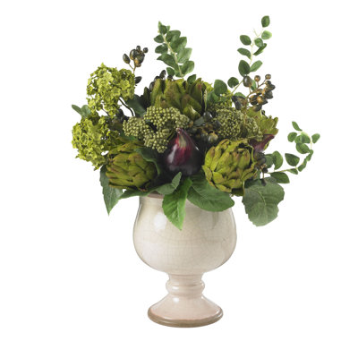  Artichoke and Hydrangea Silk Flower Arrangement