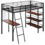 Élégant lit mezzanine en métal avec tablettes à 3 niveaux et bureau - Tableau blanc beauté moderne classique