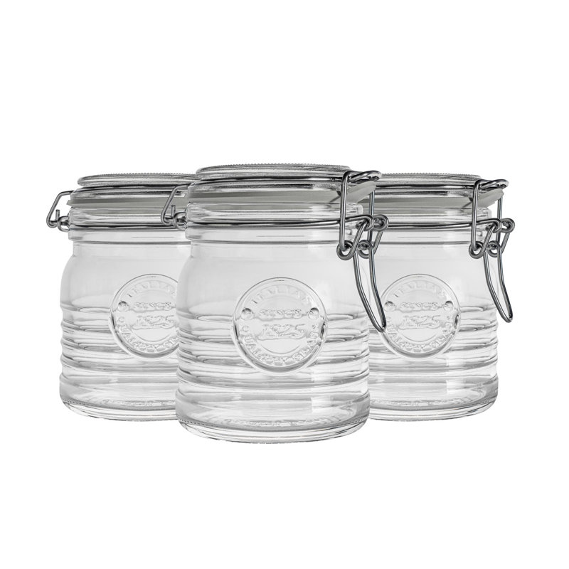 Officina 1825 Glass Storage Jars, 10.3cm H x 9.1cm W x 9.1cm D