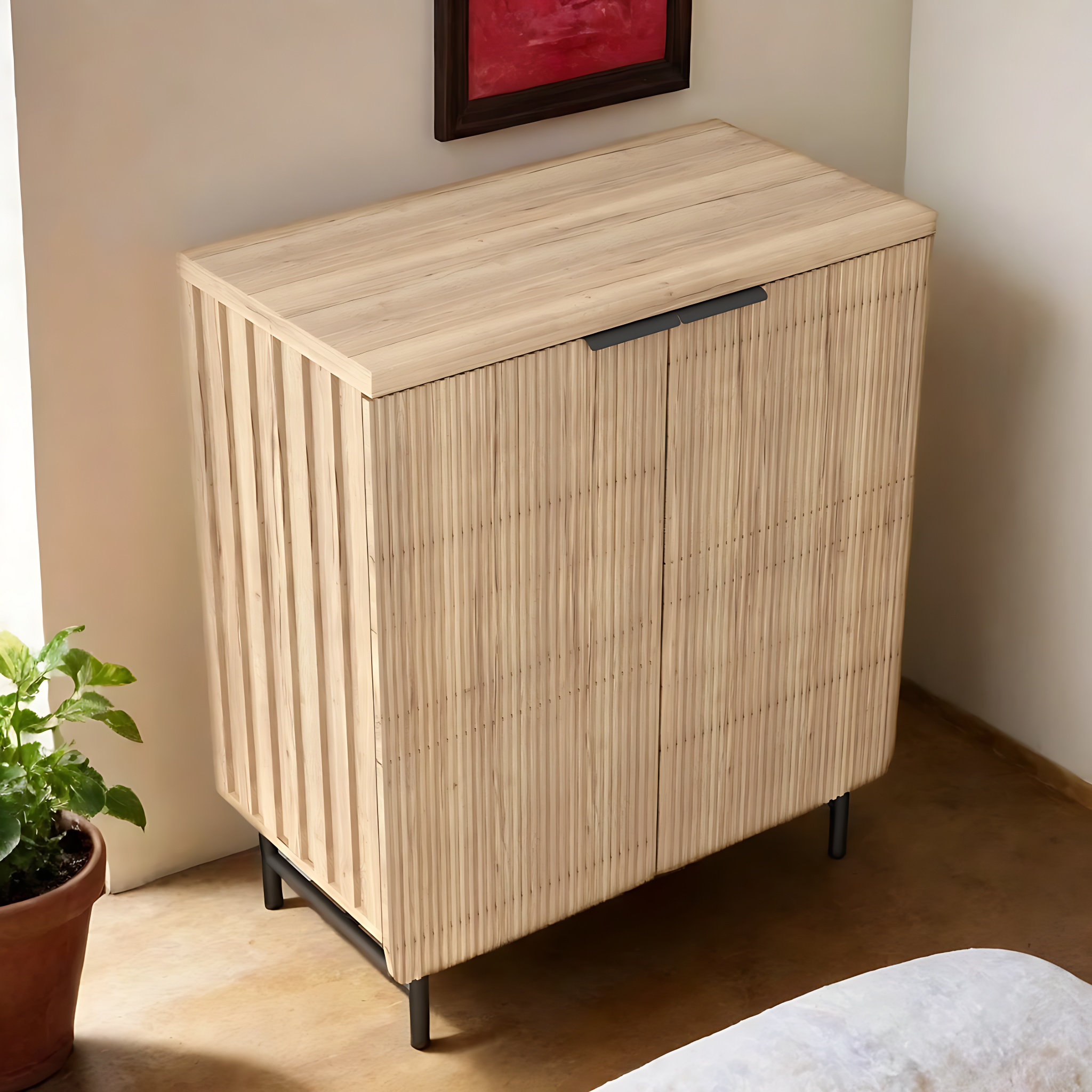 Latitude Run® Mid Century & Scandinavian Fluted Door Kitchen Storage ...
