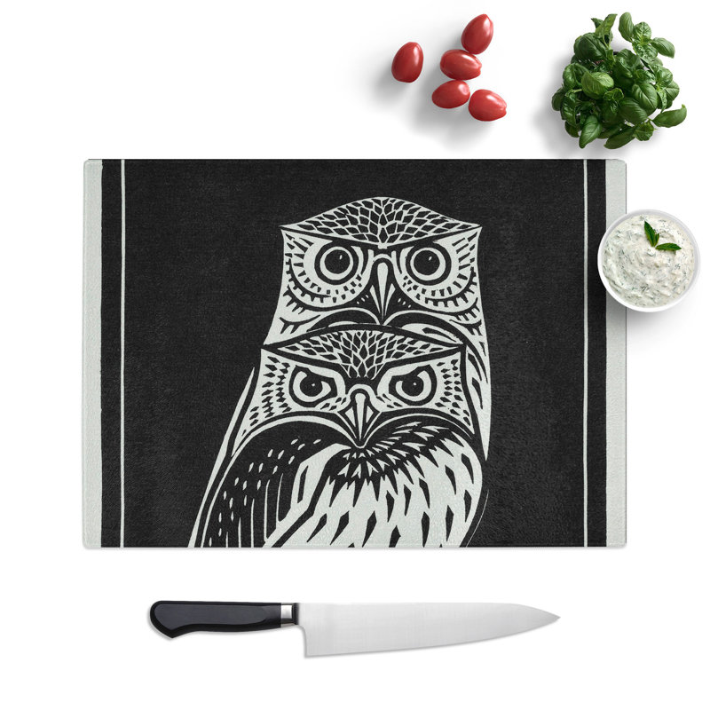 Two Owls by Julie De Graag Chopping Board, 0.4cm H x 28.5cm W x 39cm L