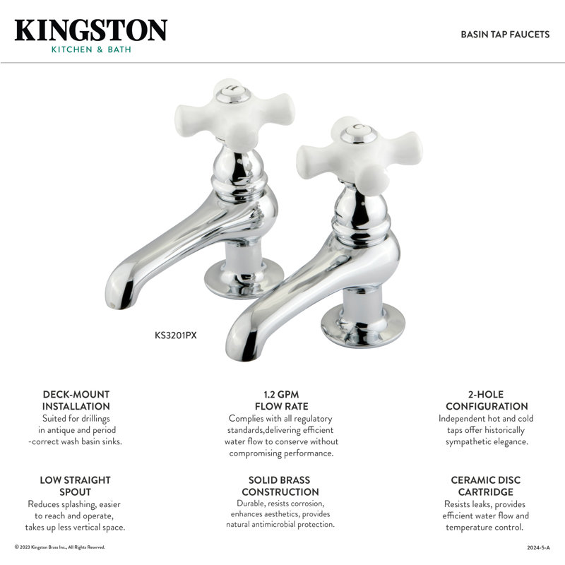 Robinet de lavabo à fixation sur comptoir à deux poignées Kingston, Bronze huilé