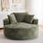 Round Accent Chair, 360 Swivel Chenille Barrel Chair, Fluffy Modern Sleeper for Living Room, Bedroom, Reading Room and Lounge-1621068486