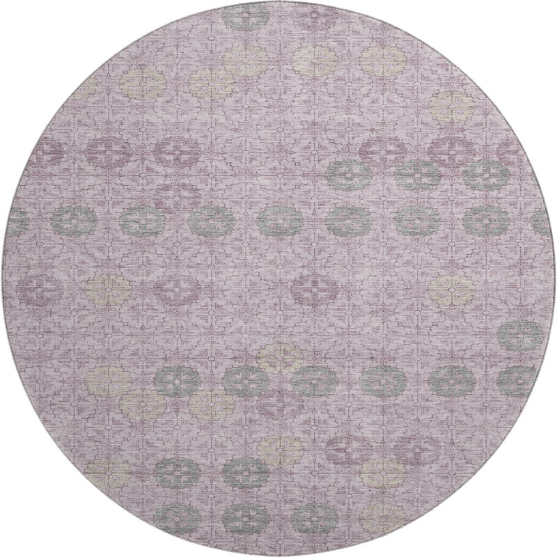 Premium Machine Washable Xamiera AMF1855 Geometric Rug, Round 8'