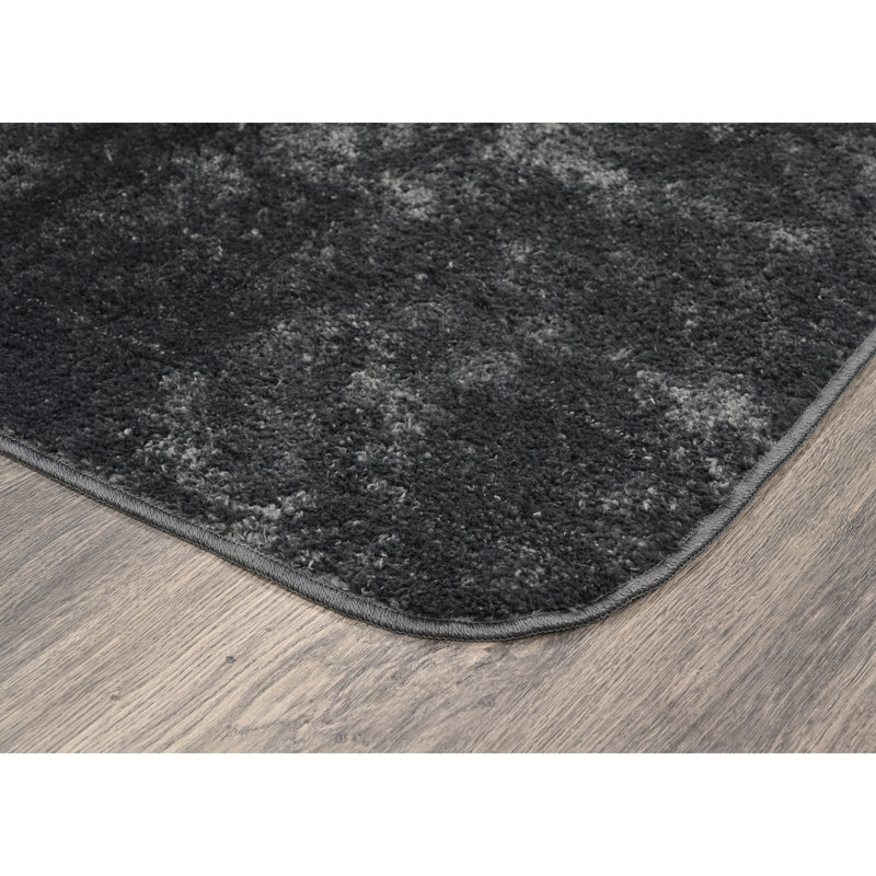Kammer 2 Piece Washable Bathroom Rug Set With Contour and 20"x34" Bath Rug Navy, Gray