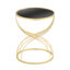 Table d'appoint élégante avec ornement en miroir noir et structure de base d'apparence moderne en métal doré pour tous les usages