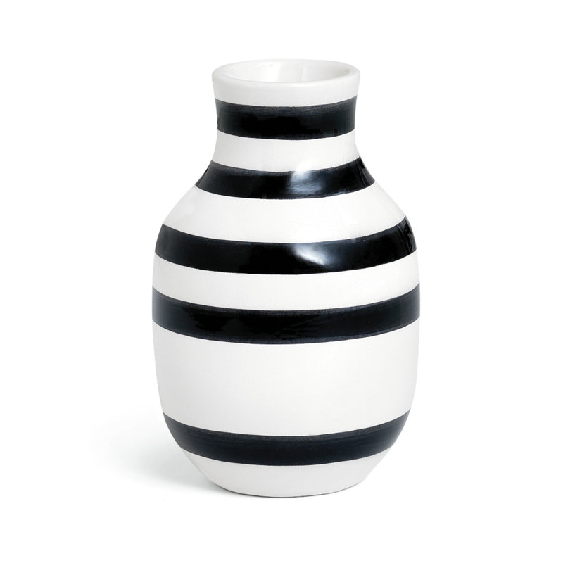 Omaggio Earthenware Table Vase, Black, 4.9" H x 3.1" W x 3.1" D