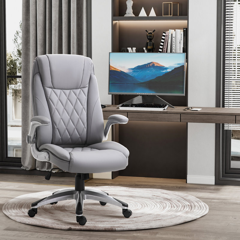 Rebrilliant Office Chair, Faux Leather, Grey, Grey
