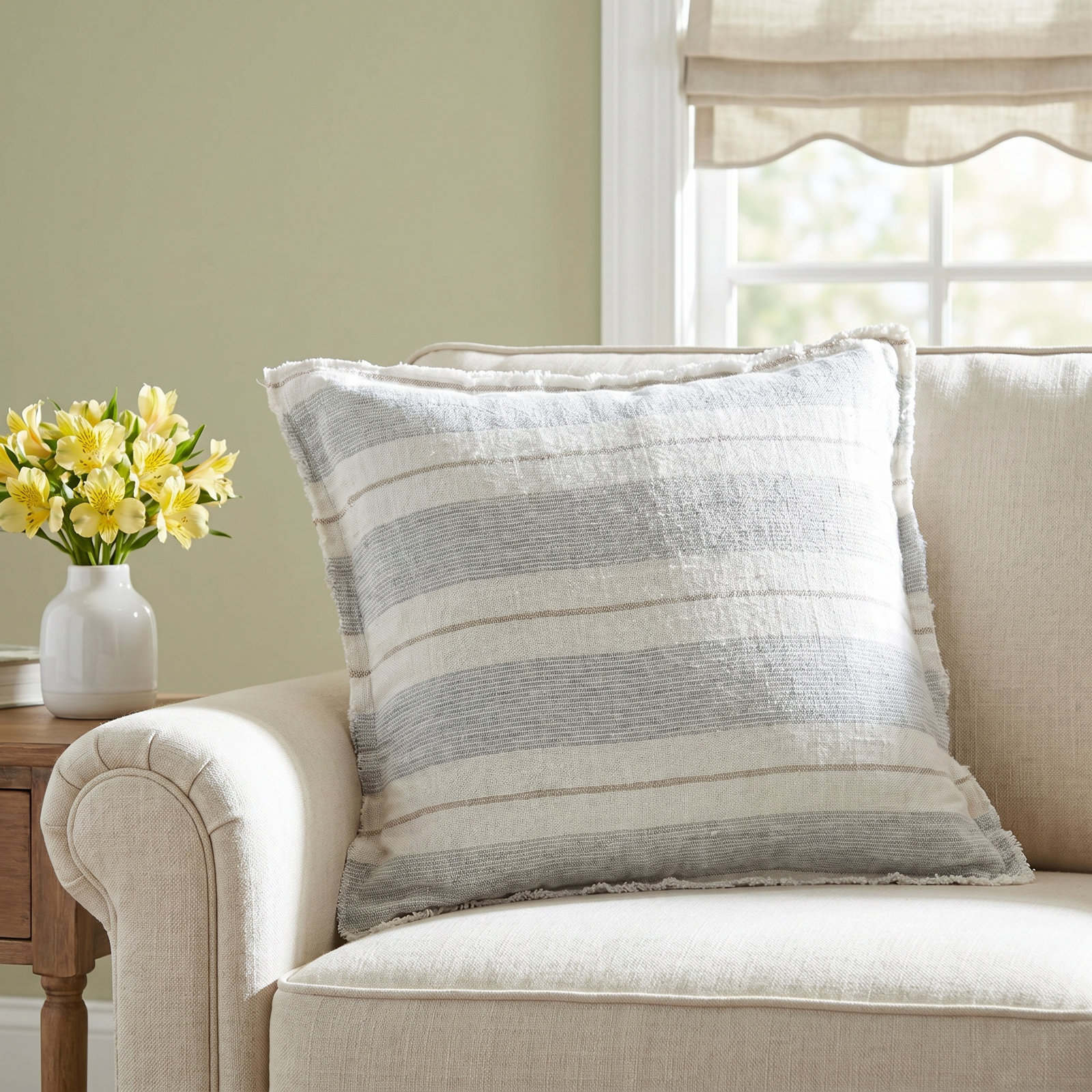 Laguna Striped Throw Pillow, Ocean/Natural