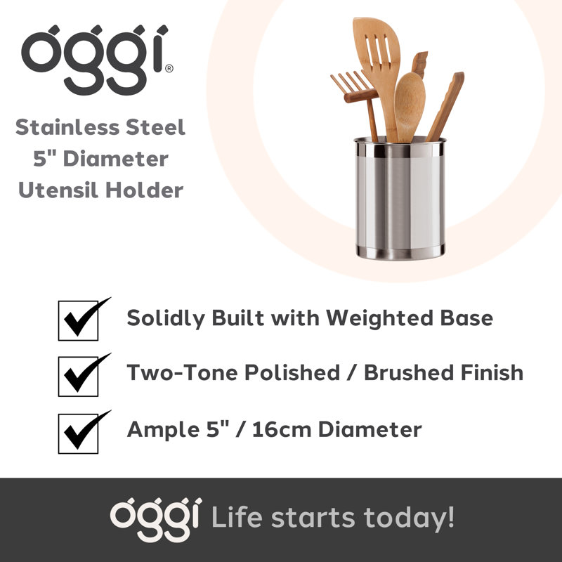Stainless Steel Cylinder Kitchen Utensil Holder
