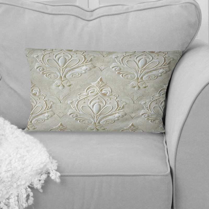 Coussin lombaire ivoire ivoire damassé