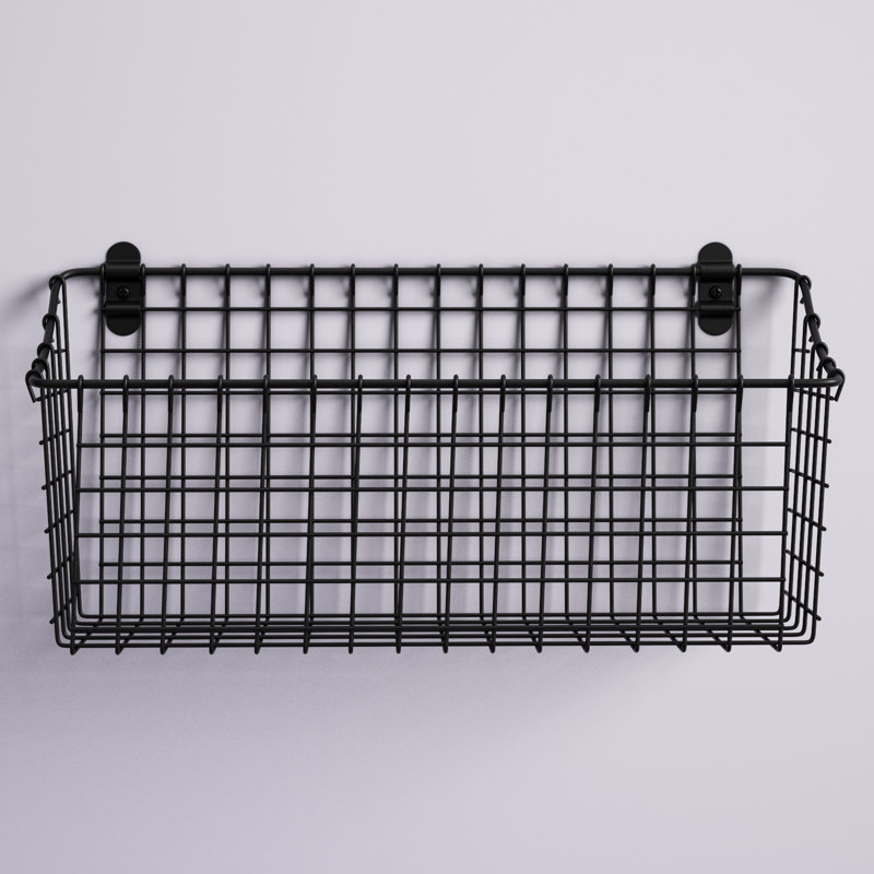 Albie Metal Wall Organizer with Wall Baskets, 15.25" W x 7.5" H x 5.5" D