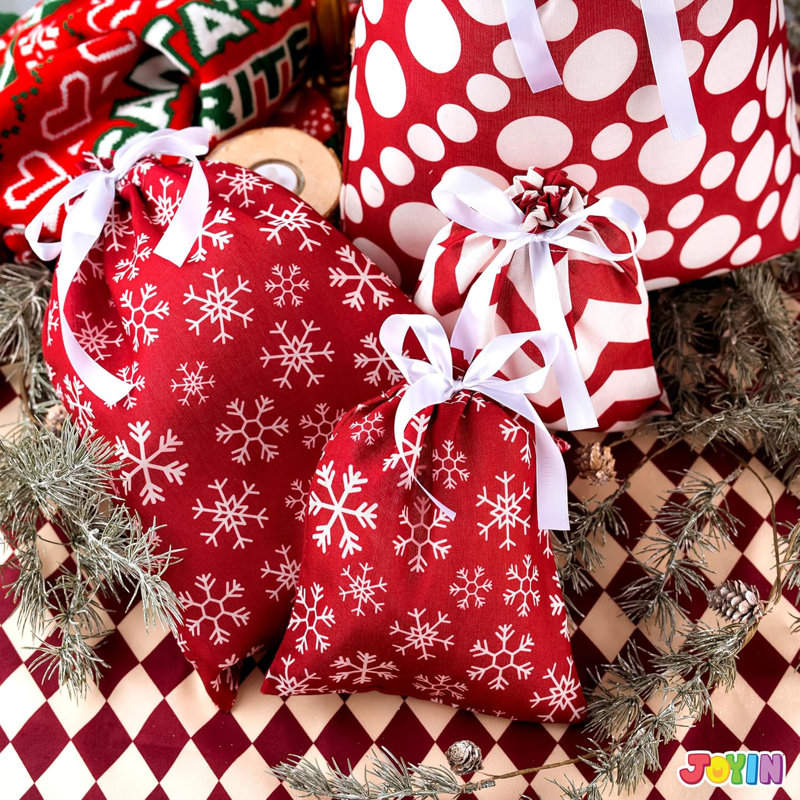 Ensemble de sacs-cadeaux de Noël uniques - 6 pièces