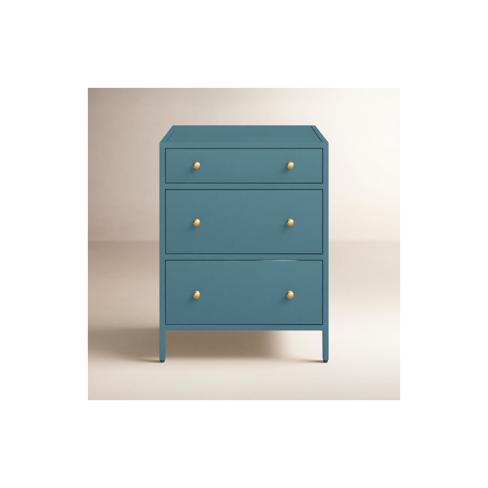 Walee 3 - Drawer Iron Nightstand in Black, Blue