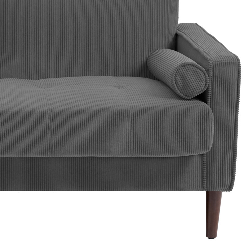 Yeimi 62.55'' Corduroy Loveseat, Gray Corduroy
