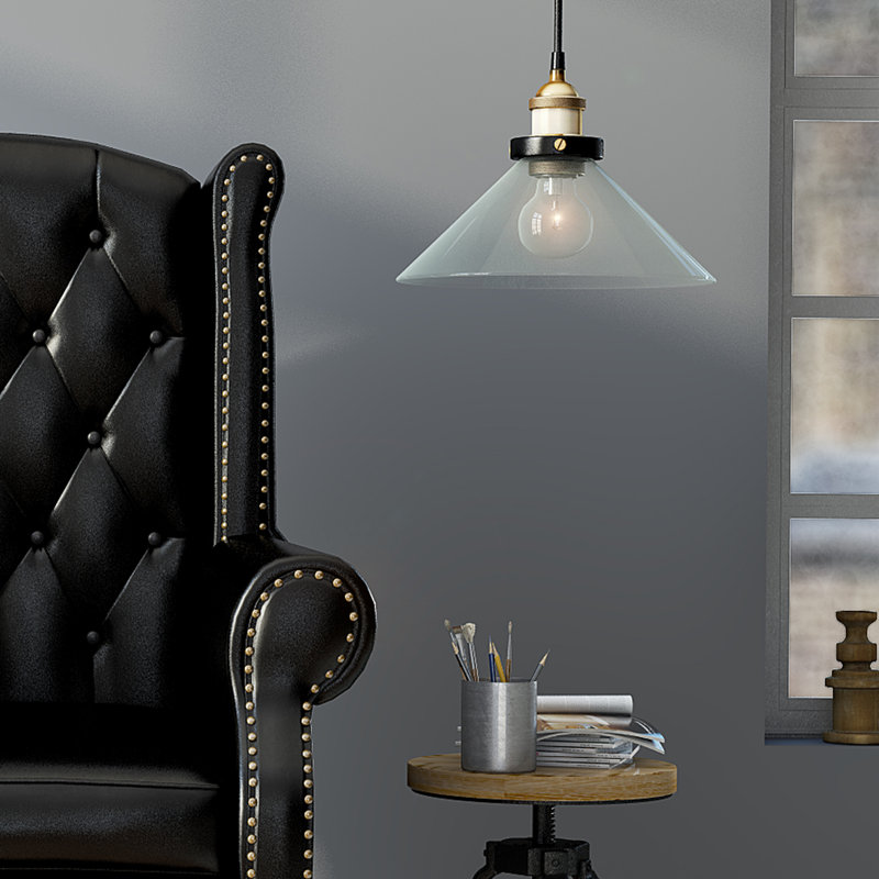 1 - Light Antique Brass Cone Pendant