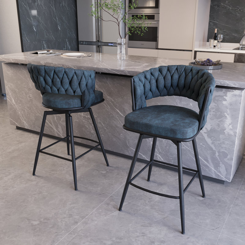 Tabouret de comptoir pivotant 25,39 po Warnie, Gris / Noir, 2, Tabouret de comptoir (siège d'une hauteur de 25,3