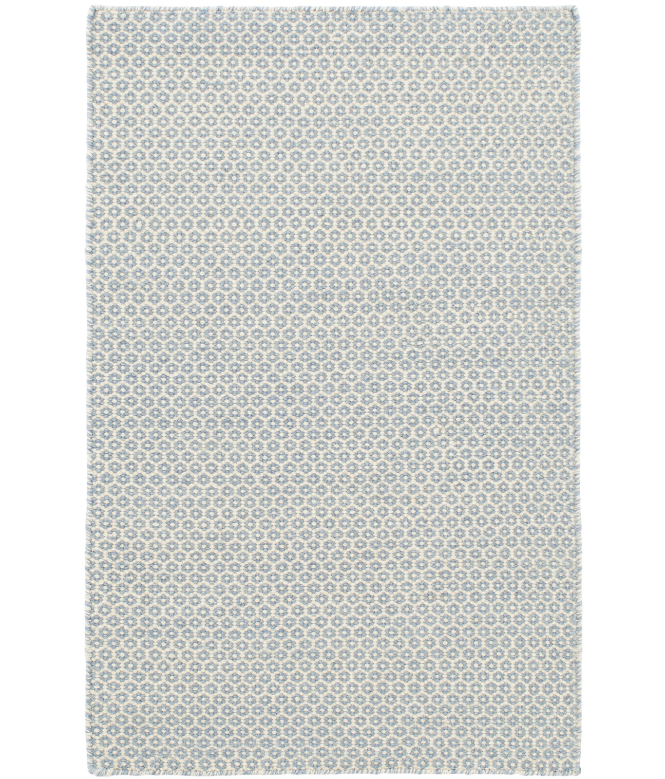 Honeycomb French Blue/Ivory Handwoven Wool Rug, Rectangle 4' x 6', French Blue/Ivory
